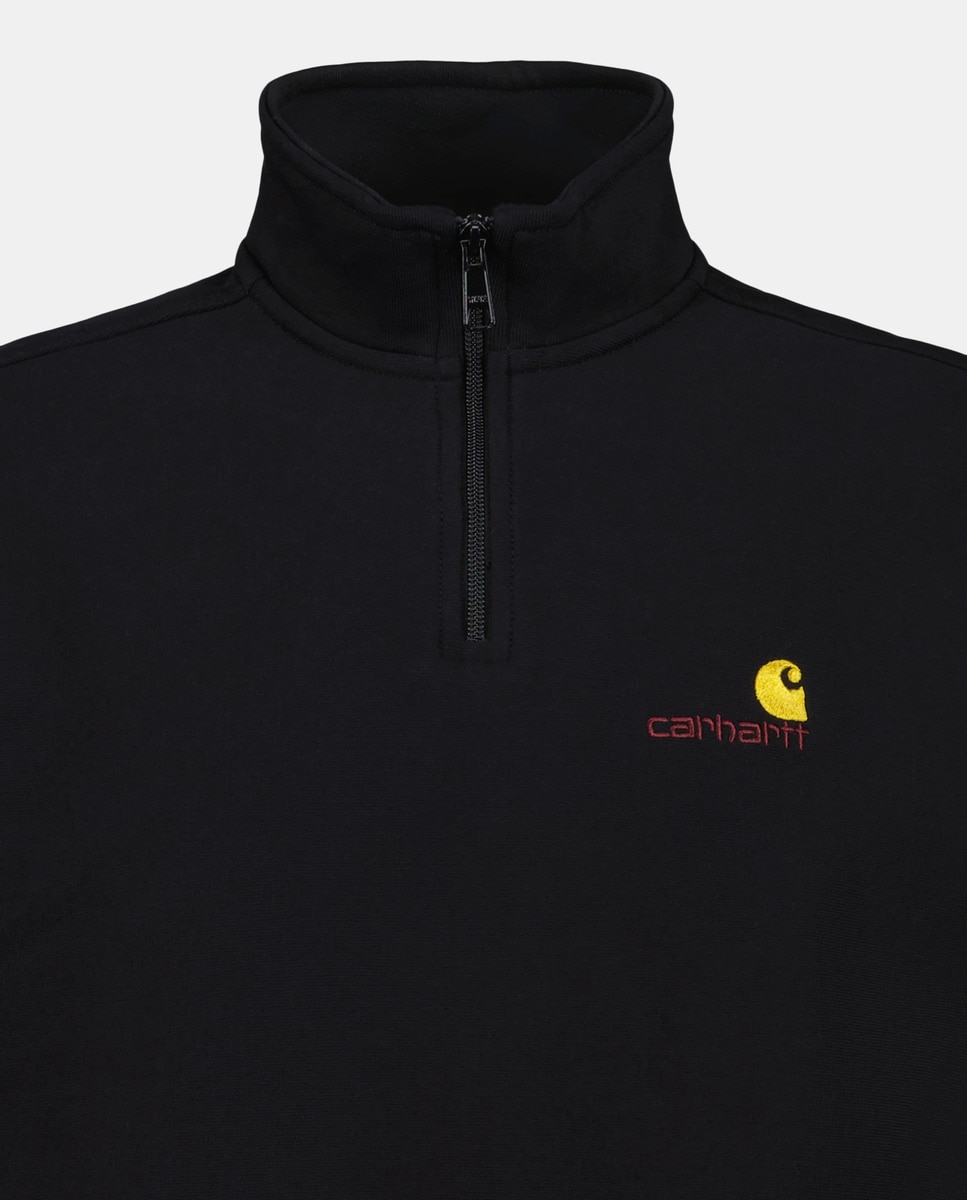Sweatshirt Relaxed com Meio Fecho de Correr Preto-5