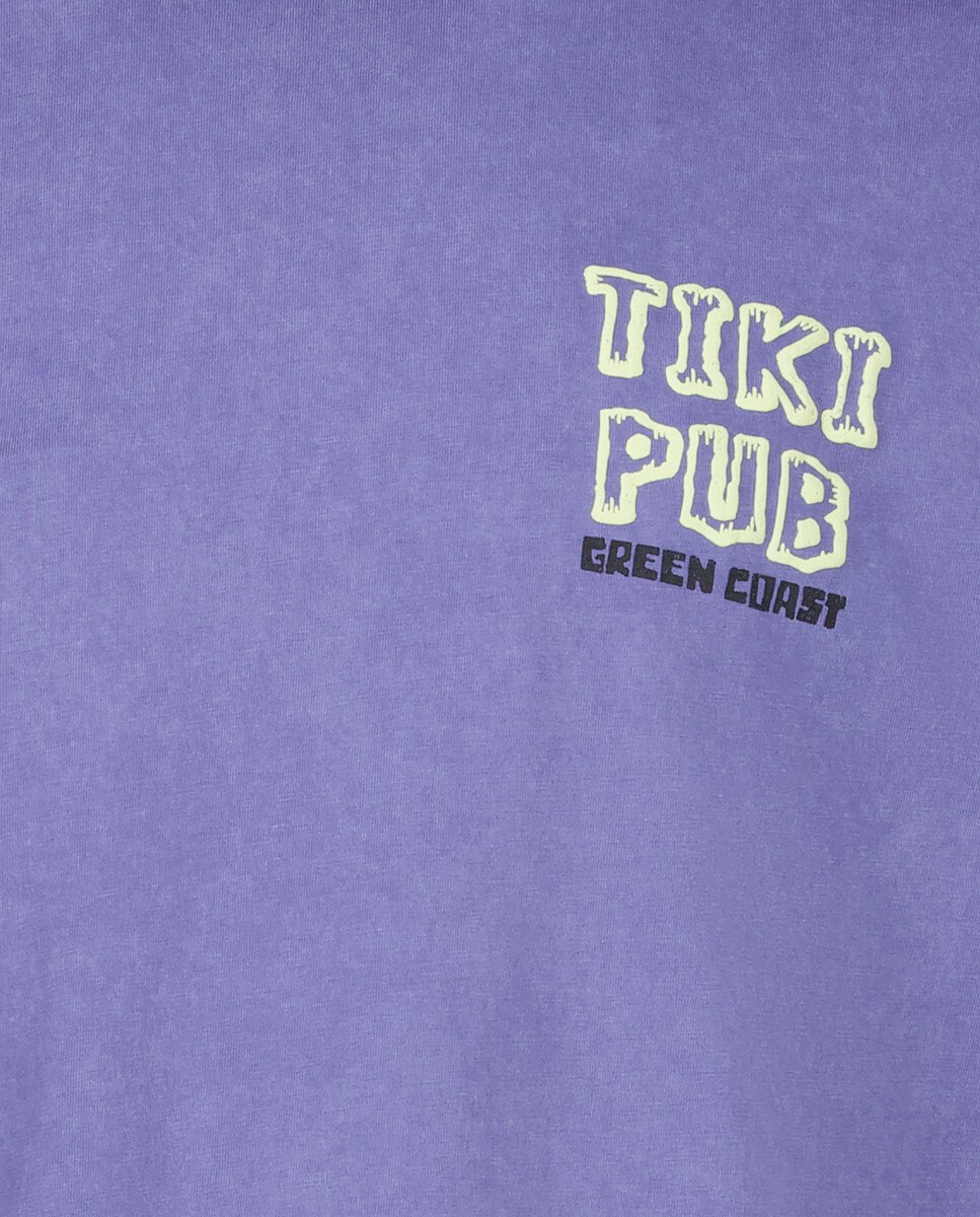 Camiseta de hombre manga corta acid wash print engomado · Green Coast