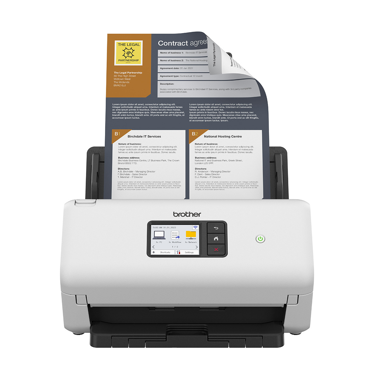 Escáner de sobremesa Brother ADS4500W con escaneado a doble cara, Ethernet y Wi-Fi Blanco-3