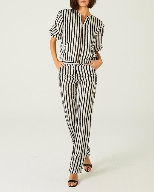 Imagen 0 de Pantalón de mujer recto fluido con rayas