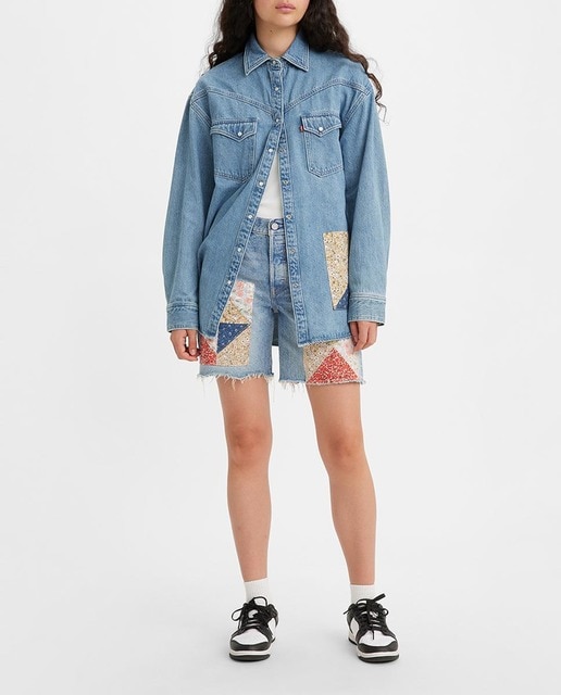 Imagen 0 de Short vaquero de mujer 501® '90, lavado medio con parche de tela