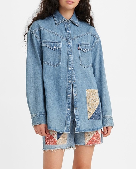 Imagen 0 de Camisa vaquera de mujer de manga larga oversize