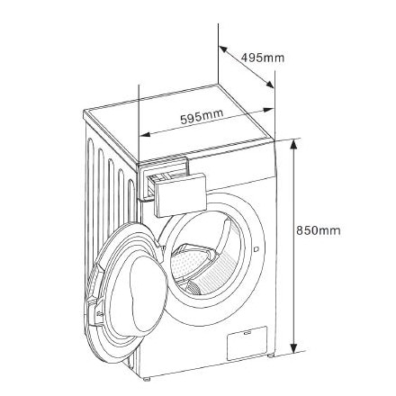 Máquina de Lavar Roupa Midea MF100W90BA/W-ES Carga Frontal, de 9 Kg e de 1400 rpm - Branco Branco-2