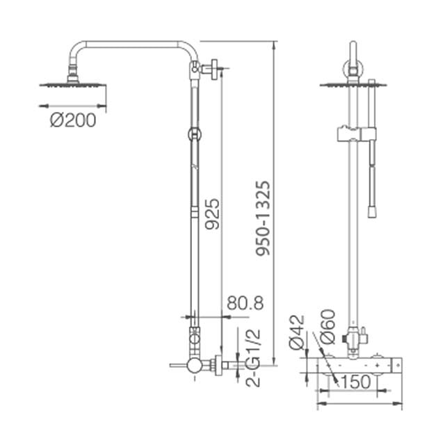 Conjunto de ducha monomando Milos Imex Cromo-3
