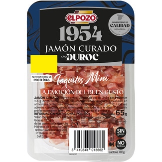 Edición 1954 jamón curado raza Duroc en taquitos mini sin gluten sin lactosa envase 65 g - Elpozo