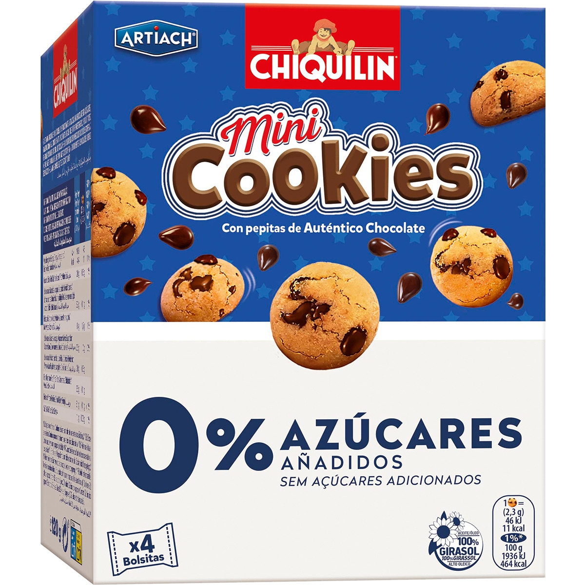 mini cookies con pepitas de chocolate 0% azúcares añadidos estuche 120 g