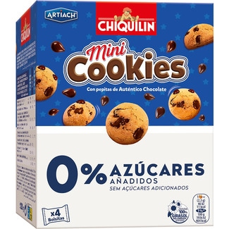 mini cookies con pepitas de chocolate 0% azúcares añadidos estuche 120 g - Artiach Chiquilin