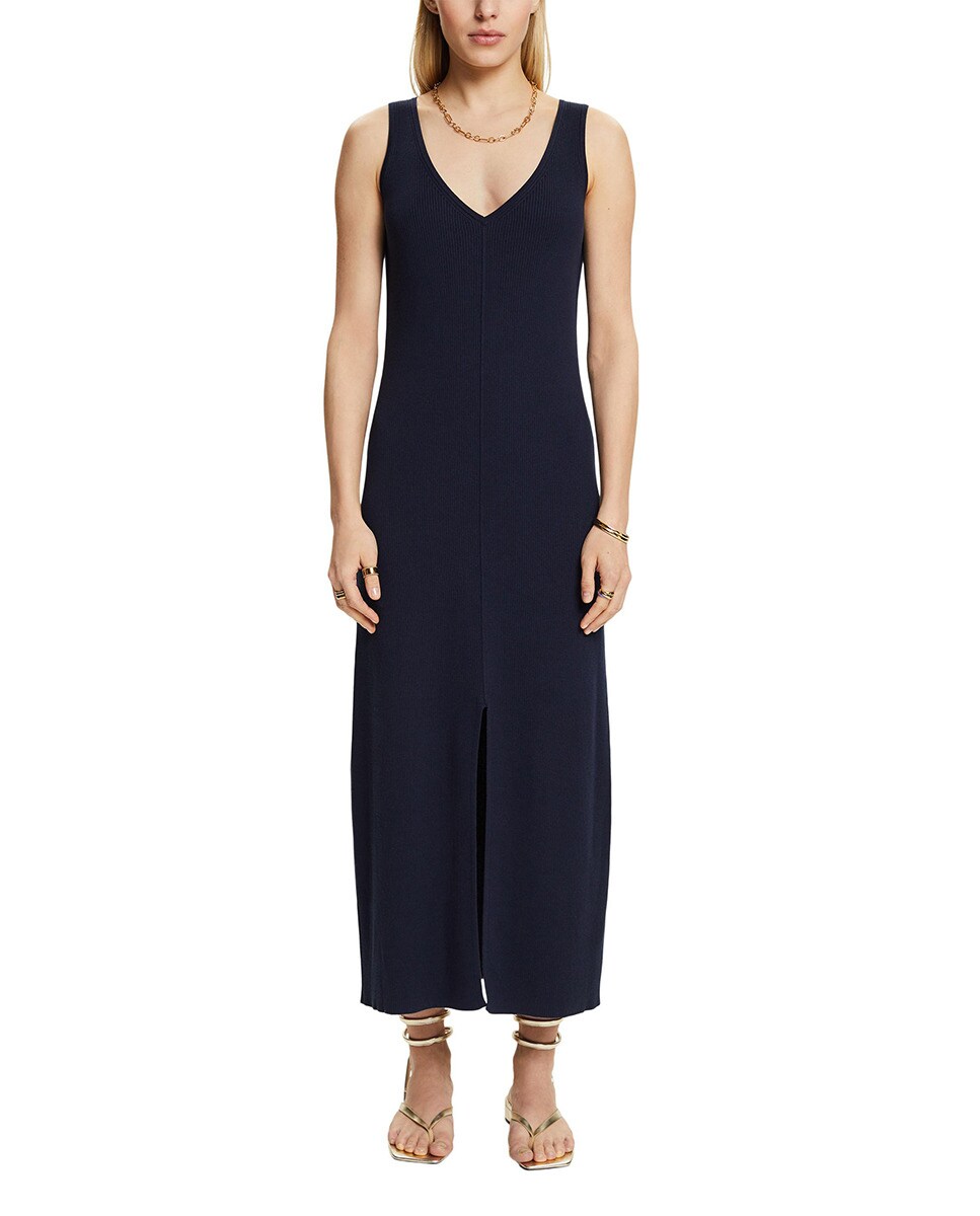 Vestido largo algodón punto canalé · Esprit · El Corte Inglés