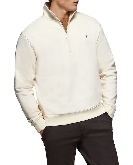 Imagen 0 de Sudadera de media cremallera beige con logo Rigby Go