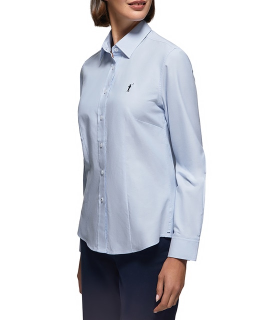 Imagen 0 de Camisa azul celeste oxford Slim fit con logo Rigby Go