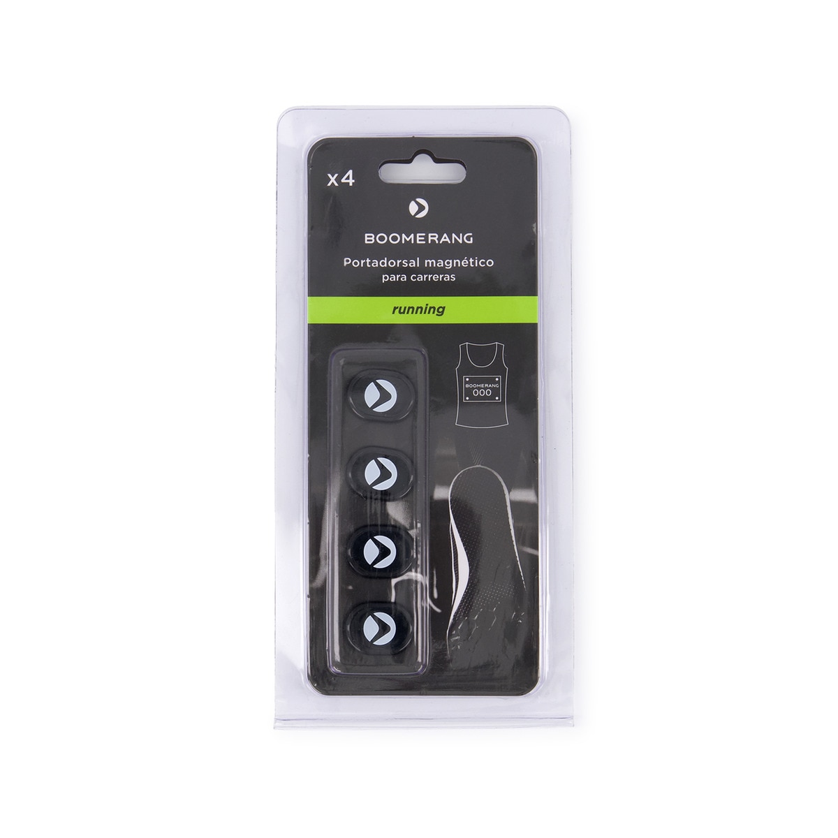 Pack de 4 porta-dorsais magnéticos Boomerang Preto-1