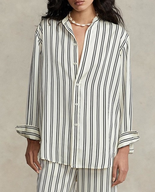 Imagen 0 de Blusa de mujer de manga larga con estampado de rayas