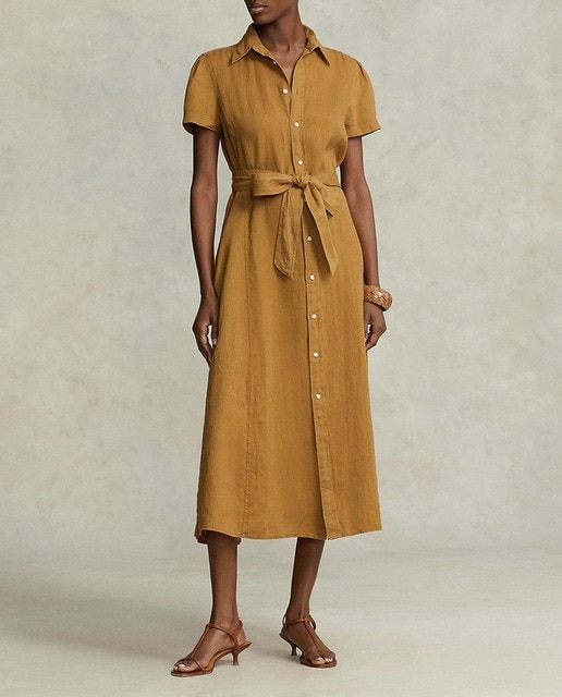 Imagen 0 de Vestido largo de lino de manga corta