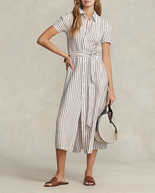 Imagen 0 de Vestido de lino con estampado de rayas