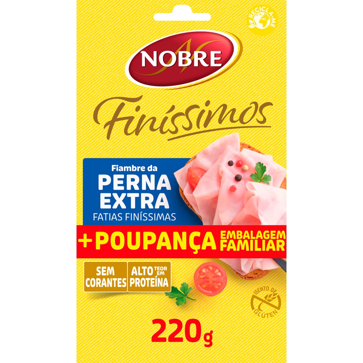 FiníssimasFiambre da Perna Extra em Fatias sem Glúten embalagem 220 g
