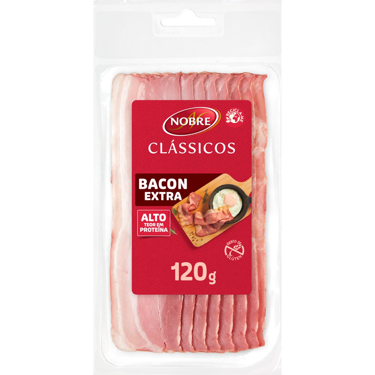Bacon em Fatias sem Glúten embalagem 120 g