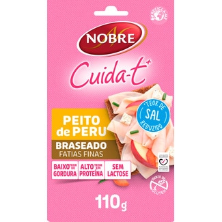 Cuida-t+ Peito de Peru Braseado em Fatias Finas Baixo Teor de Sal e Gordura sem Lactose sem Glúten embalagem 110 g - Nobre