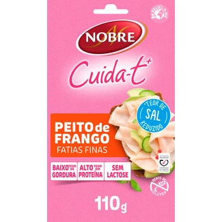 Cuida-t+ Peito de Frango em Fatias Finíssimas Baixo Teor de Sal e Gordura sem Lactose sem Glúten embalagem 110 g - Nobre