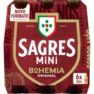 Cerveja Mini Bohemia Pack 6 unidades garrafa 25 cl - Sagres