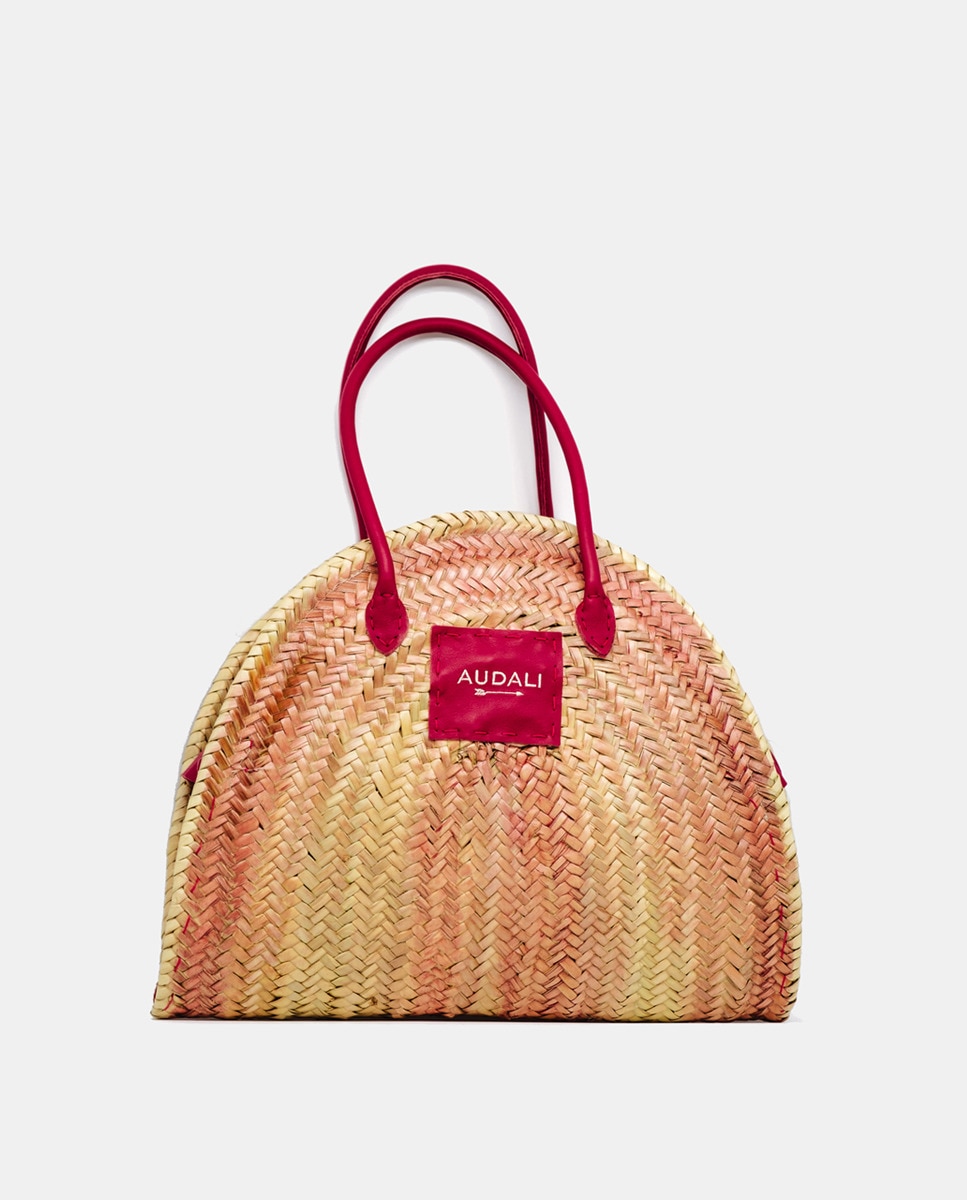 Cesta Pequena de Rede com Bolsa de Tecido Camel-1