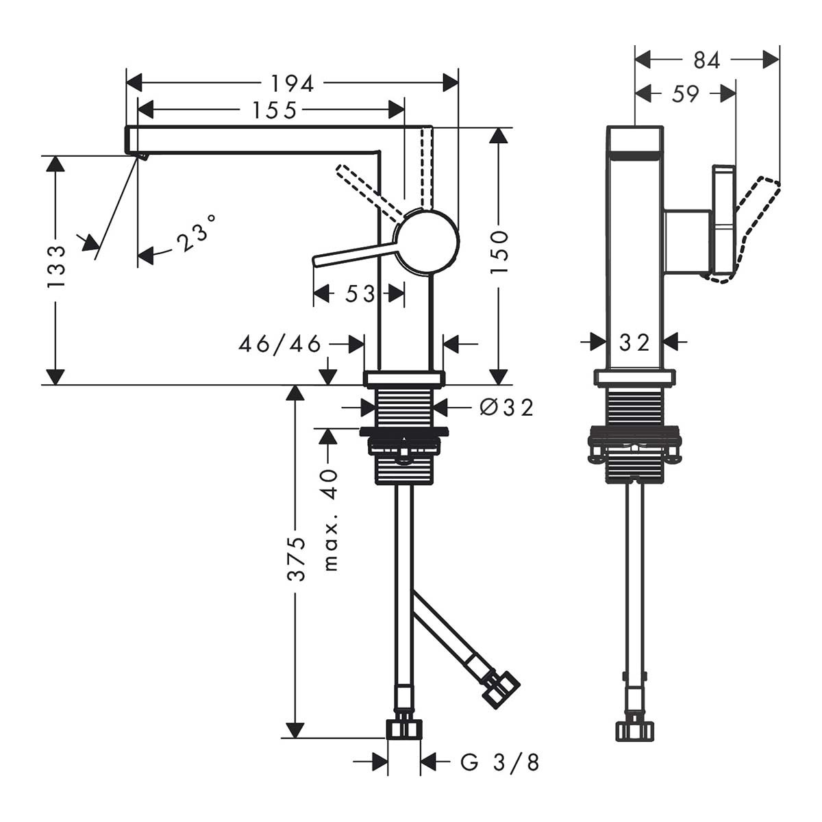 Grifo monomando para lavabo con vaciador push open y CoolStart Tecturis E Fine 110 Hansgrohe Cromo-3