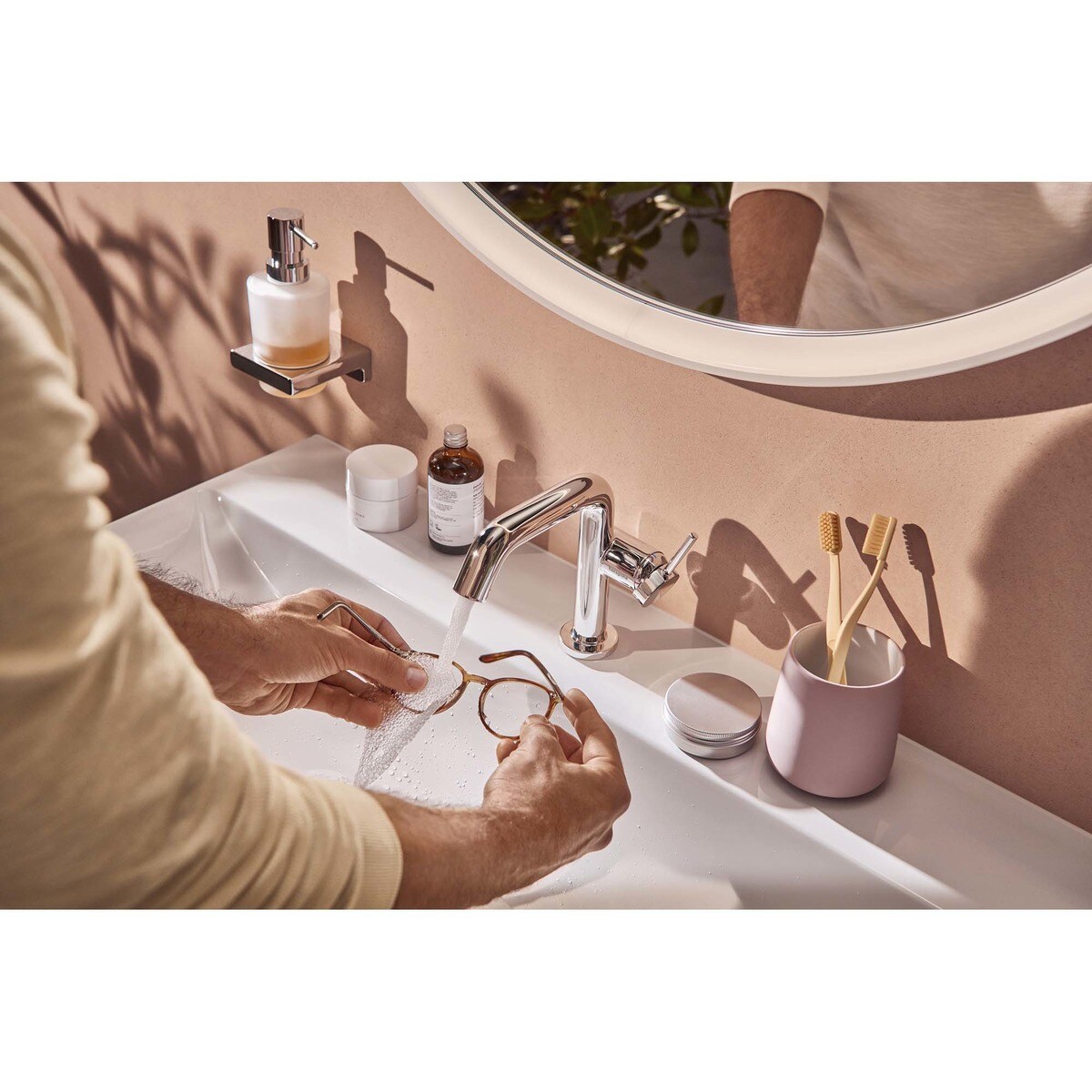 Grifo monomando para lavabo con vaciador push open y CoolSmart Tecturis S Fine 110 Hansgrohe Cromo-2