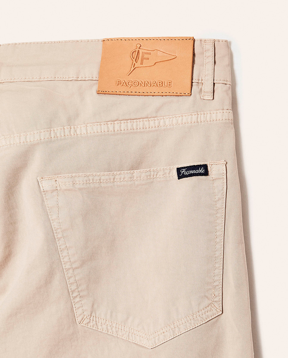 Pantalon En Cuir De Chèvre Véritable Faconnable Beige - Taille 36 - Occasion