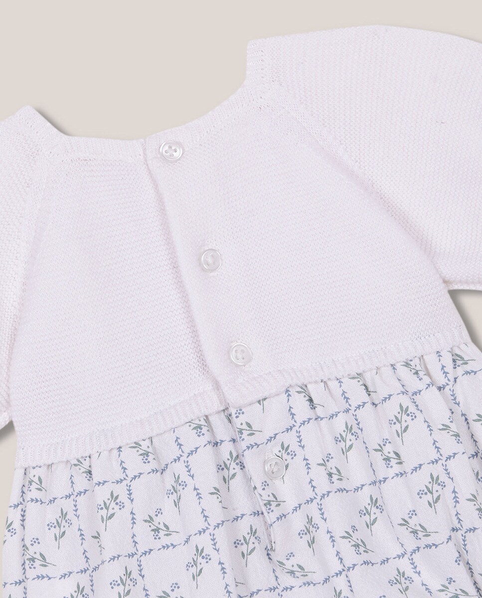 Babygrow de Malha com Parte de Baixo em Dobby Azul-4