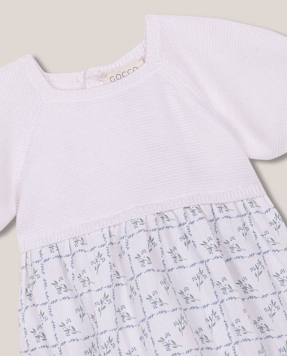 Babygrow de Malha com Parte de Baixo em Dobby Azul-3