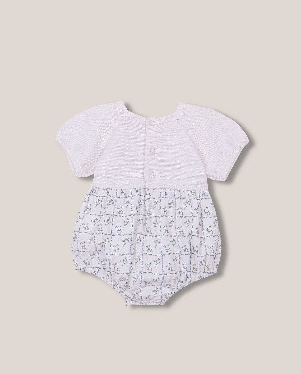 Babygrow de Malha com Parte de Baixo em Dobby Azul-2