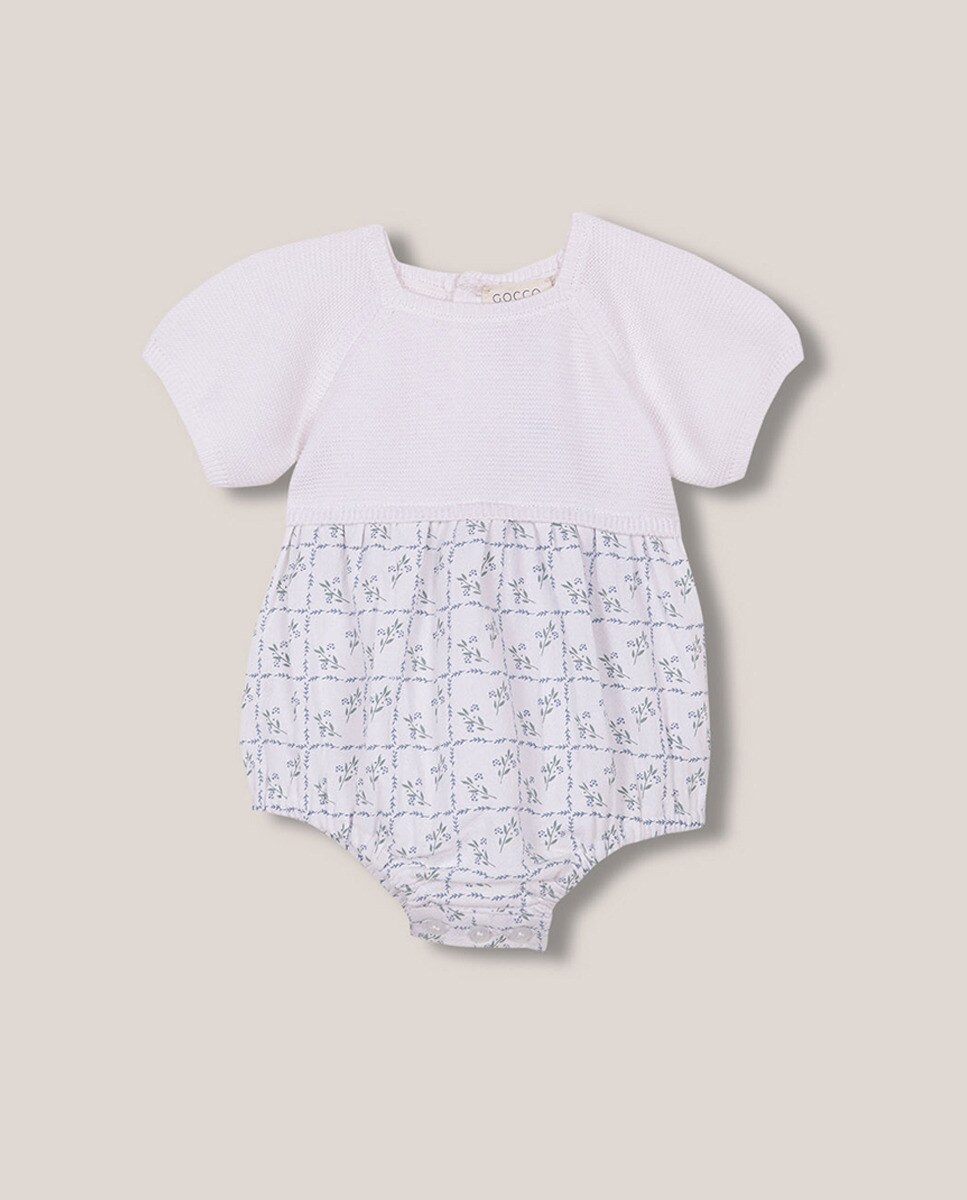 Babygrow de Malha com Parte de Baixo em Dobby Azul-1