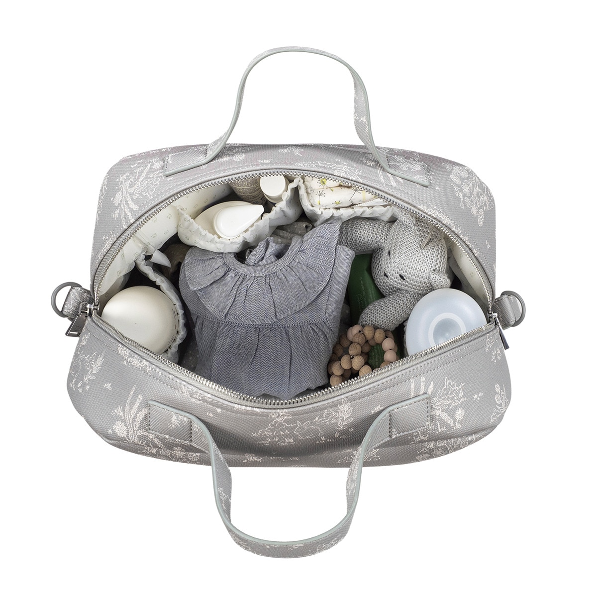 Bolso Cambiador Pasito a Pasito Toile de Jouy Gris-7