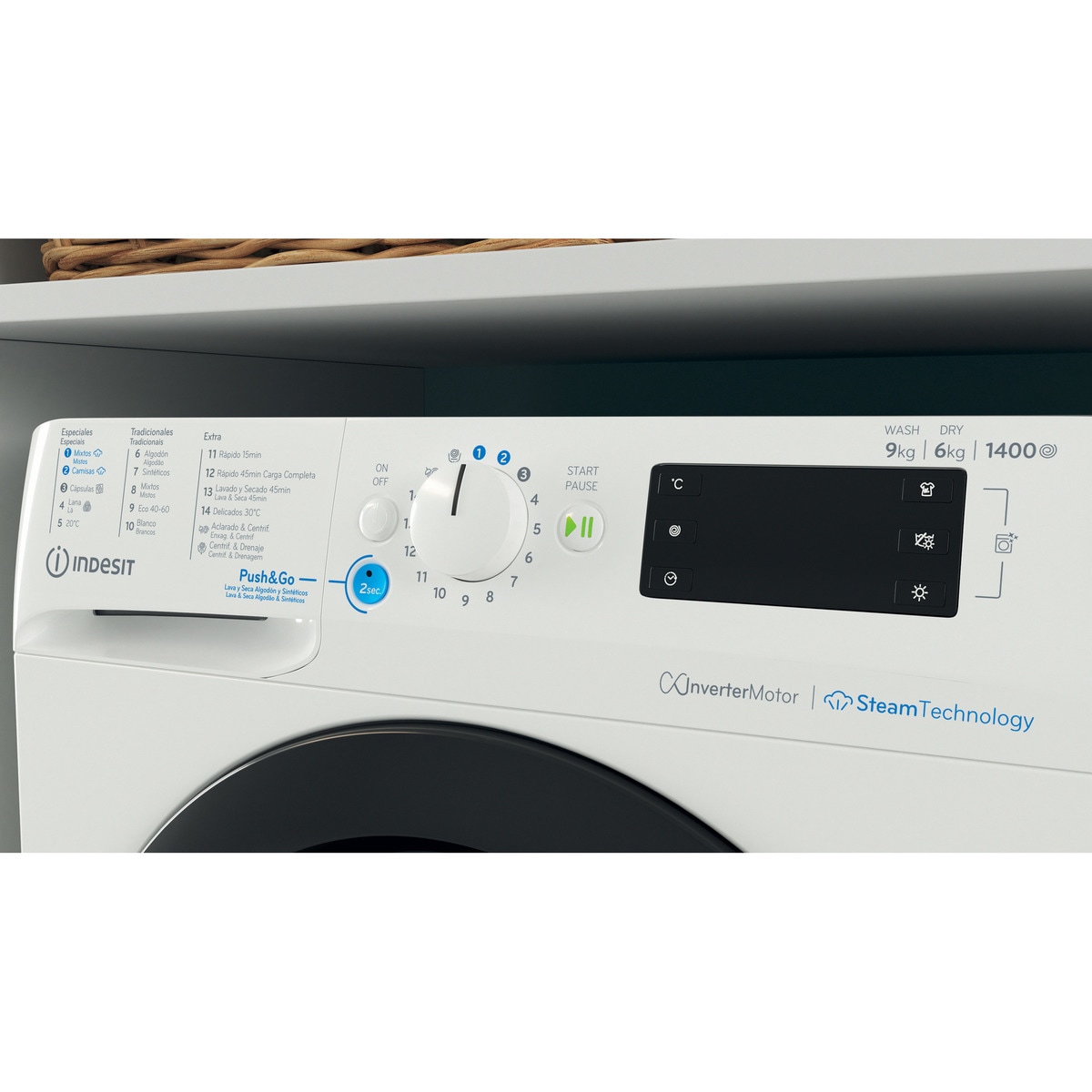 Lavadora secadora Indesit  9 kg/ 1.400 rpm - BDE 96435 WKV SPT Blanco-3