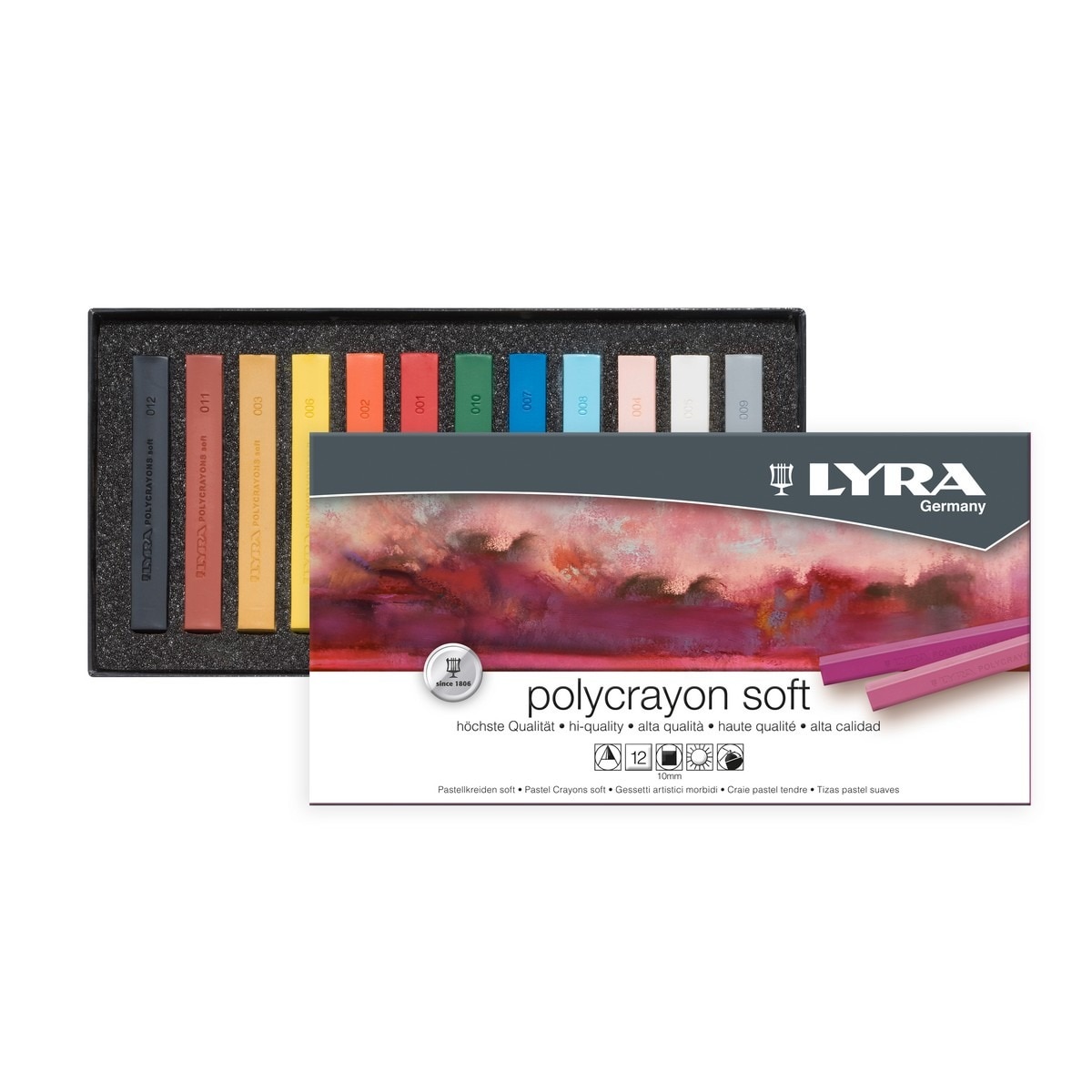 Caixa Pastel Seco Polycrayon Soft 12 Cores Lyra 1