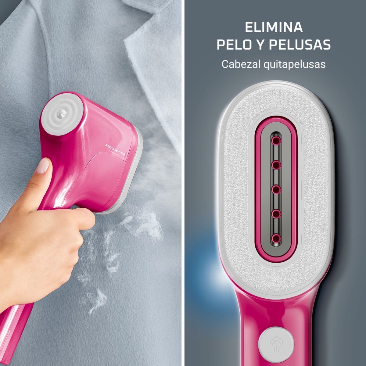 Cepillo de vapor vertical Rowenta Pure Pop higieniza y plancha Rosa-3