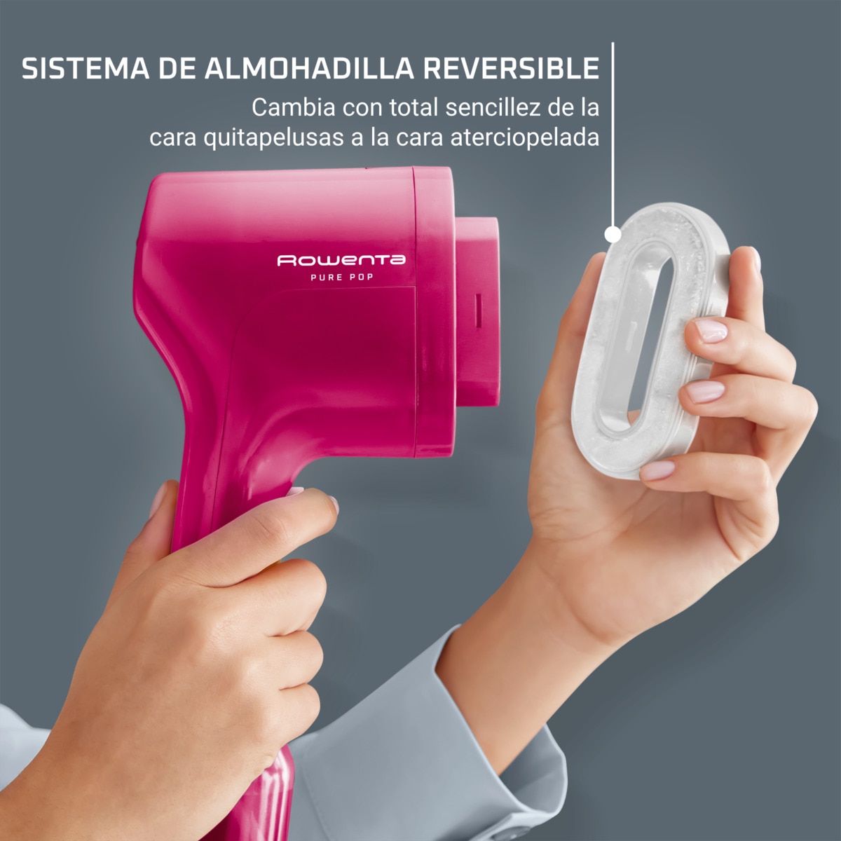 Cepillo de vapor vertical Rowenta Pure Pop higieniza y plancha Rosa-5