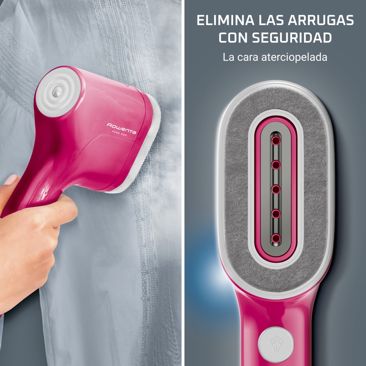 Cepillo de vapor vertical Rowenta Pure Pop higieniza y plancha Rosa-4