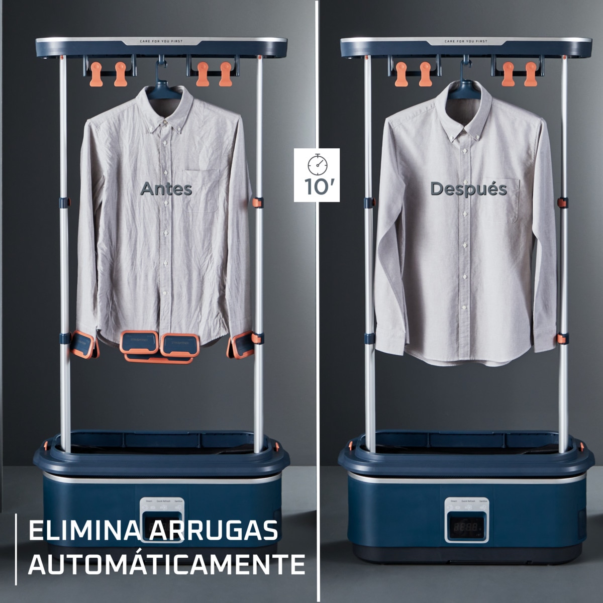 Robot de planchado Rowenta Care for you First elimina arrugas, olores y desinfecta Azul oscuro-3