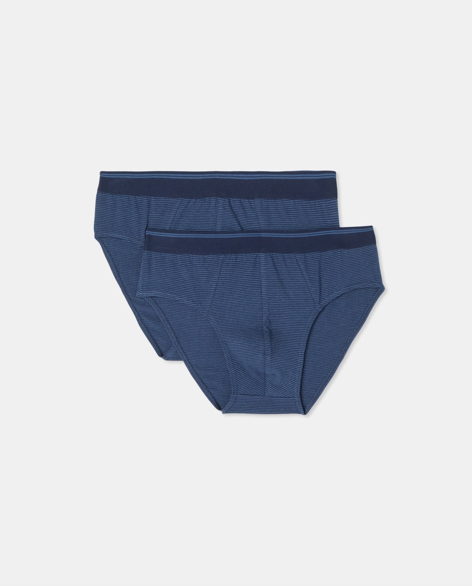 Pack 2 slips con rayas tejidas de hombre Azul-3