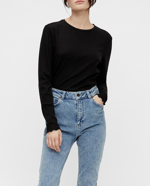 Imagen 0 de Camiseta de  mujer canalé de manga larga