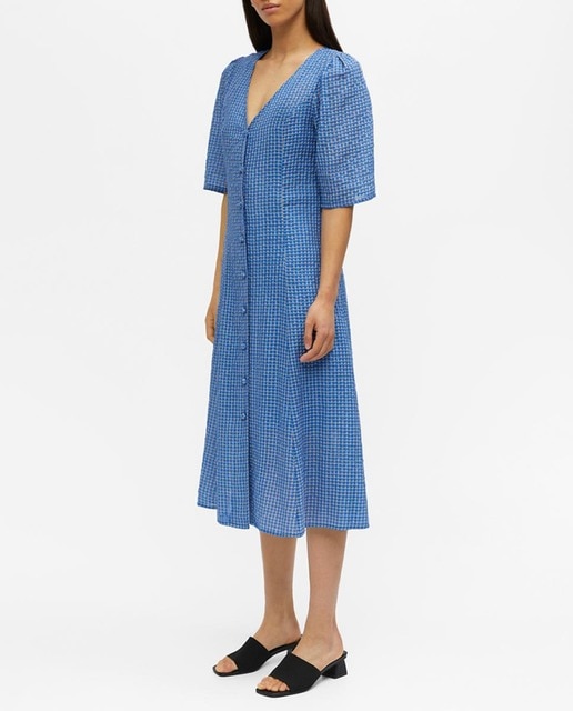 Imagen 0 de Vestido manga francesa cuello pico