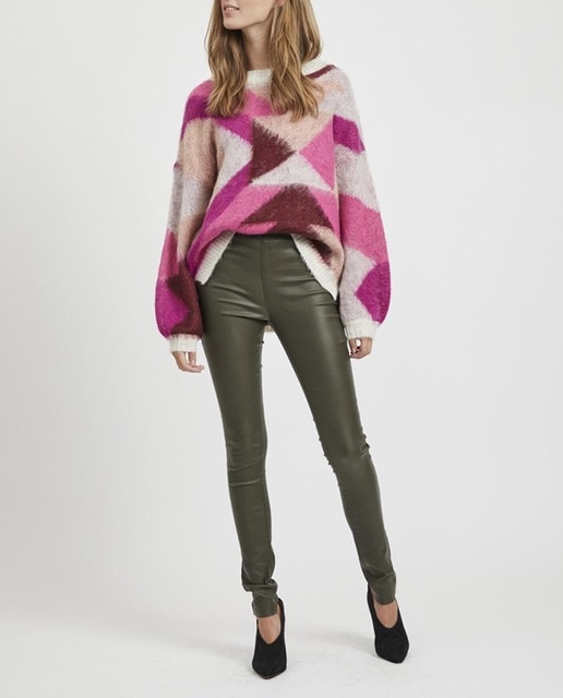 Imagen 0 de Legging encerado verde mujer con cierre de cremallera