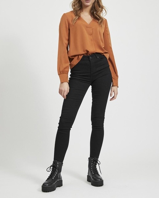 Imagen 0 de Vaquero pitillo de mujer en color negro