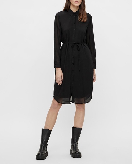 Imagen 0 de Vestido camisero mangas transparentes