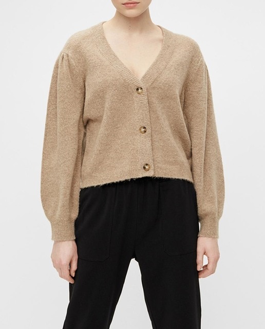 Imagen 0 de Chaqueta de punto de mujer cuello de pico y botón joya