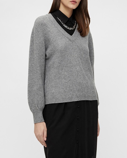 Imagen 0 de Jersey de mujer de canalé cuello pico