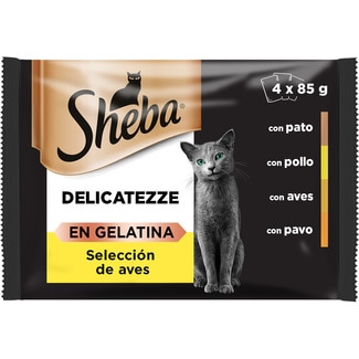Delicatezze comida húmeda en gelatina para gatos selección de aves 4 sobres 85 g - Sheba