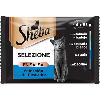 Selezione comida húmeda en salsa para gatos selección de pescados 4 sobres 85 g - Sheba