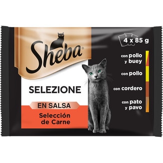 Selezione comida húmeda en salsa para gatos selección de carnes 4 sobres 85 g - Sheba