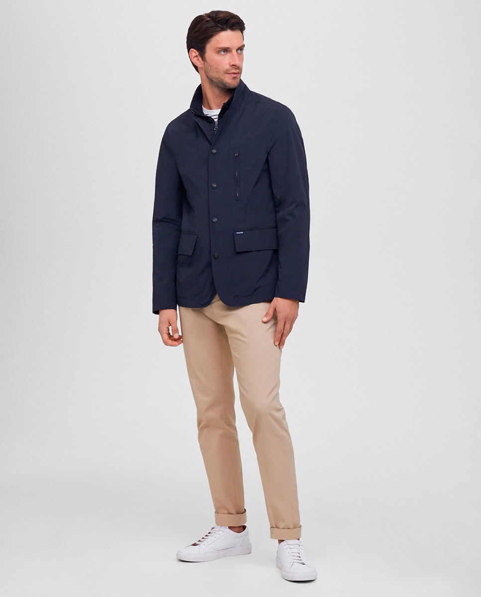 Casaco Estilo Blazer com Peitilho Azul-marinho-5